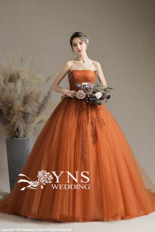 付属品サッシュベルトショルダーYNSウェディングドレス　カラードレス　テラコッタ　オレンジ