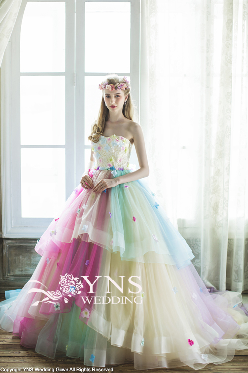 プリンセスラインウエディングドレス カラードレス YNS - ウェディング